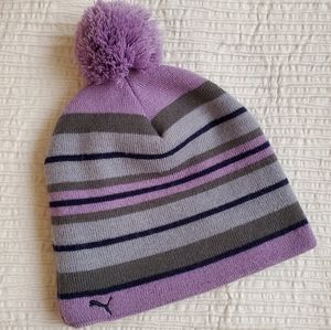 Puma Purple Grey & Navy Pom Pom Knit Hat ❄